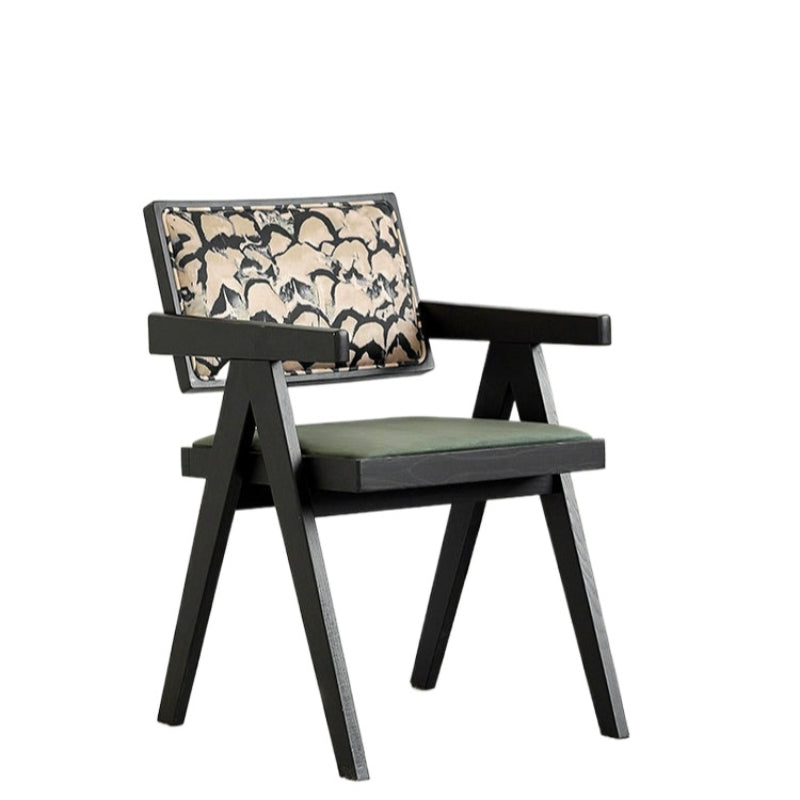 Chandigarh Stuhl Französischer Retro-Esszimmerstuhl aus Massivholz Mittelalterlicher Designerstuhl für Zuhause mit Rückenlehne und Armlehne 