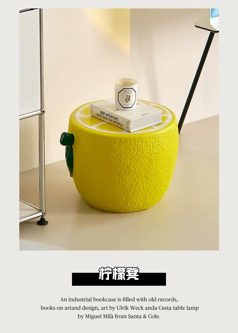 Lemon Hocker Kreativer Designer Niedriger Hocker Schuhwechselhocker Niedlicher kleiner Kinderhocker Internet-Berühmtheit 