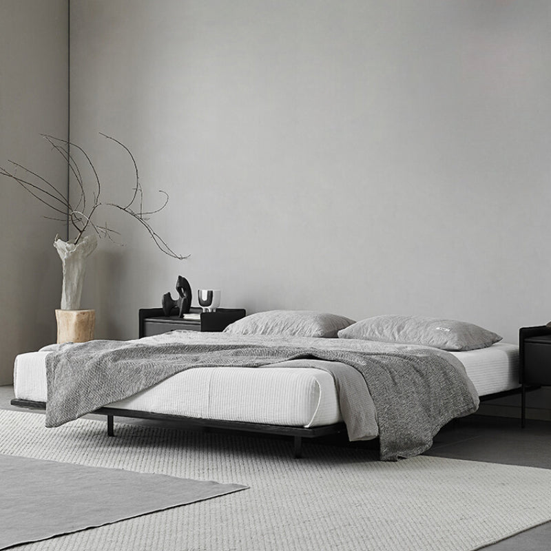 Italian Minimalist Bedside Suspension Bed 2022 New Master Bedroom Modern Light Luxury with Sensor Lamp Solid Wood Double Bed