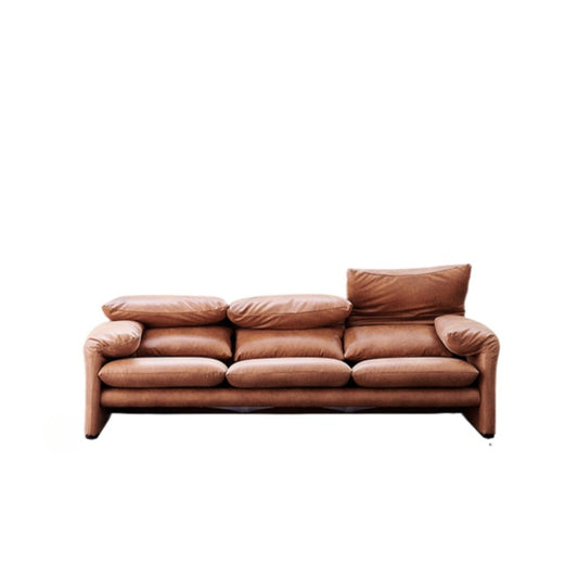 Maralunga Mallalunga Medieval Adjustable High Backrest Modern Minimalist Straight Row Three-person Leather Sofa