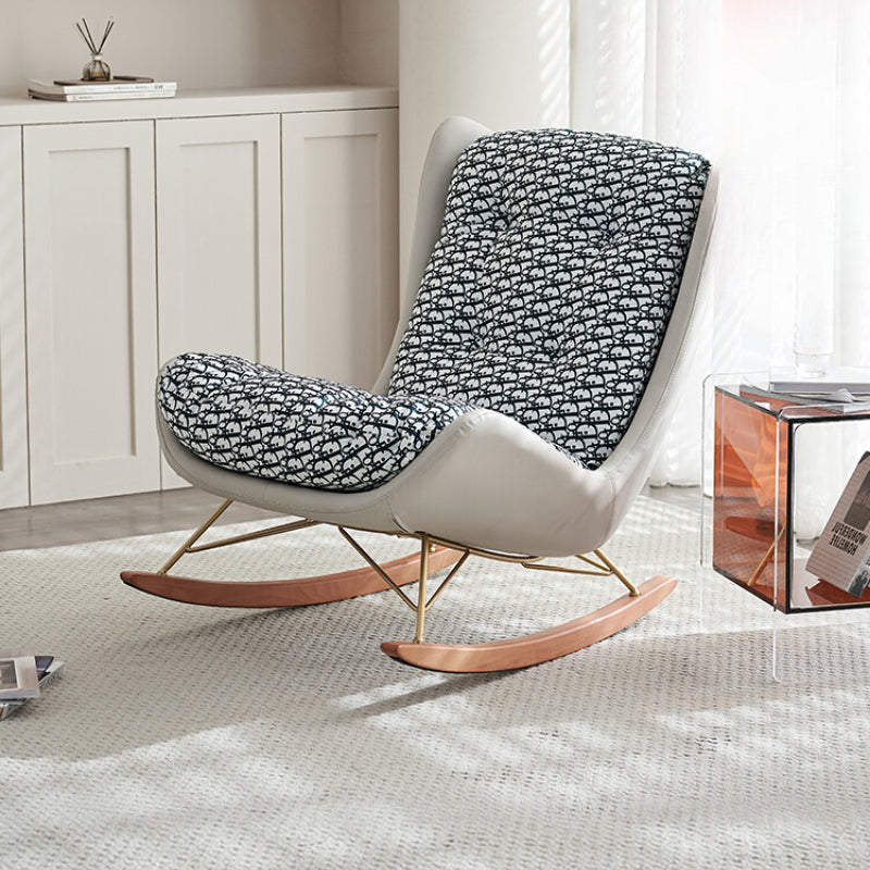 Nordic Light Luxury Rocking Chair Recliner Adult Designer Ice Silk Fabric Single Sofa Home Balcony Leisure Rocking Chair