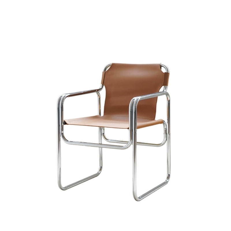 Esszimmerstuhl aus Sattelleder im nordischen Industriestil, leichter Luxus, High Sense, Home Master Chair, mittelalterliche Eisenkunst 