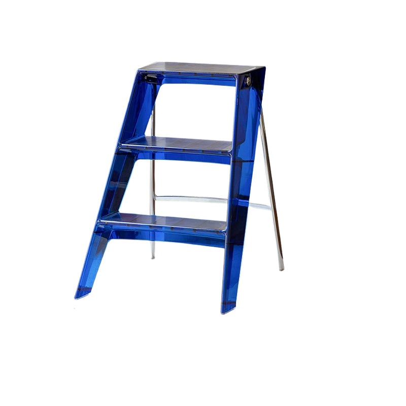 Transparente tragbare Klappleiter für den Haushalt, nordische Ins, dreistufige Leiter, Fischgrätenleiter, multifunktionales Regal 