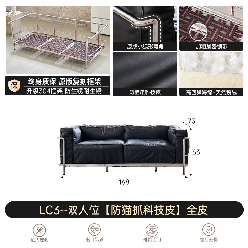 Medieval Bauhaus LC3 Sofa Living Room Balcony Designer Office Negotiation First Layer Cowhide Sofa