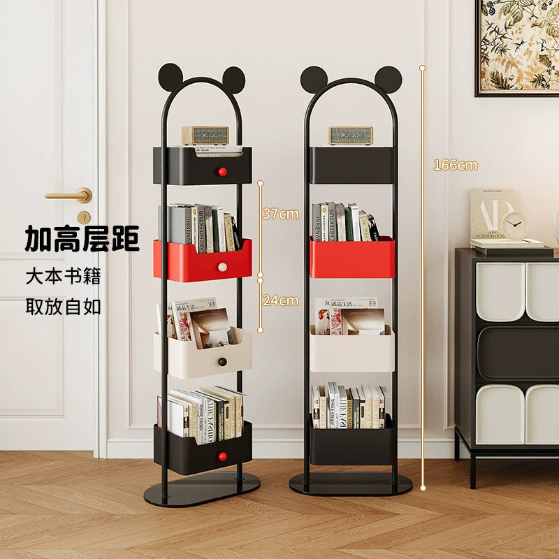 Bodenhohes Bücherregal Wohnzimmer Zuhause Mehrschichtiges Schmiedeeisenregal an der Wand Kreativer Kinder-Eckschrank 