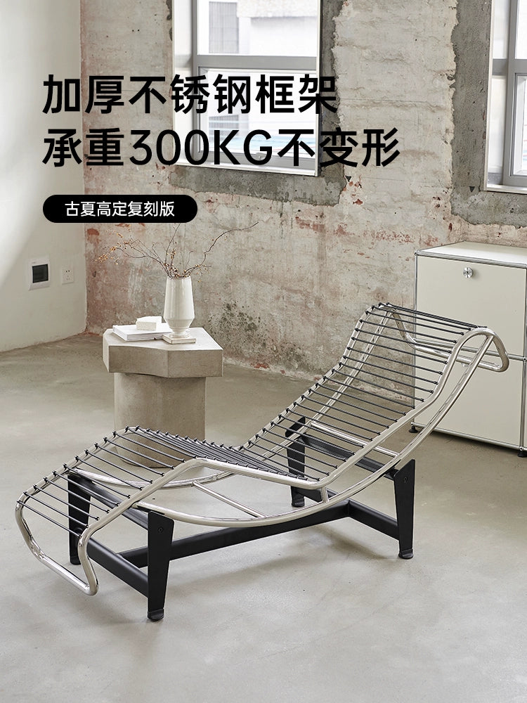 Home LC4 Recliner Corbusier Designer Leather Bauhaus Leisure Balcony Office Lunch Chair