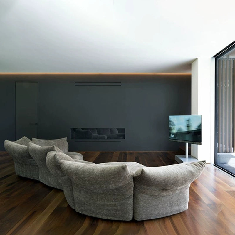 Petal Sofa Italian Minimalist Large Flat-floor Villa Living Room Designer High-end Fabric Straight Row Special-shaped Curved Sofa