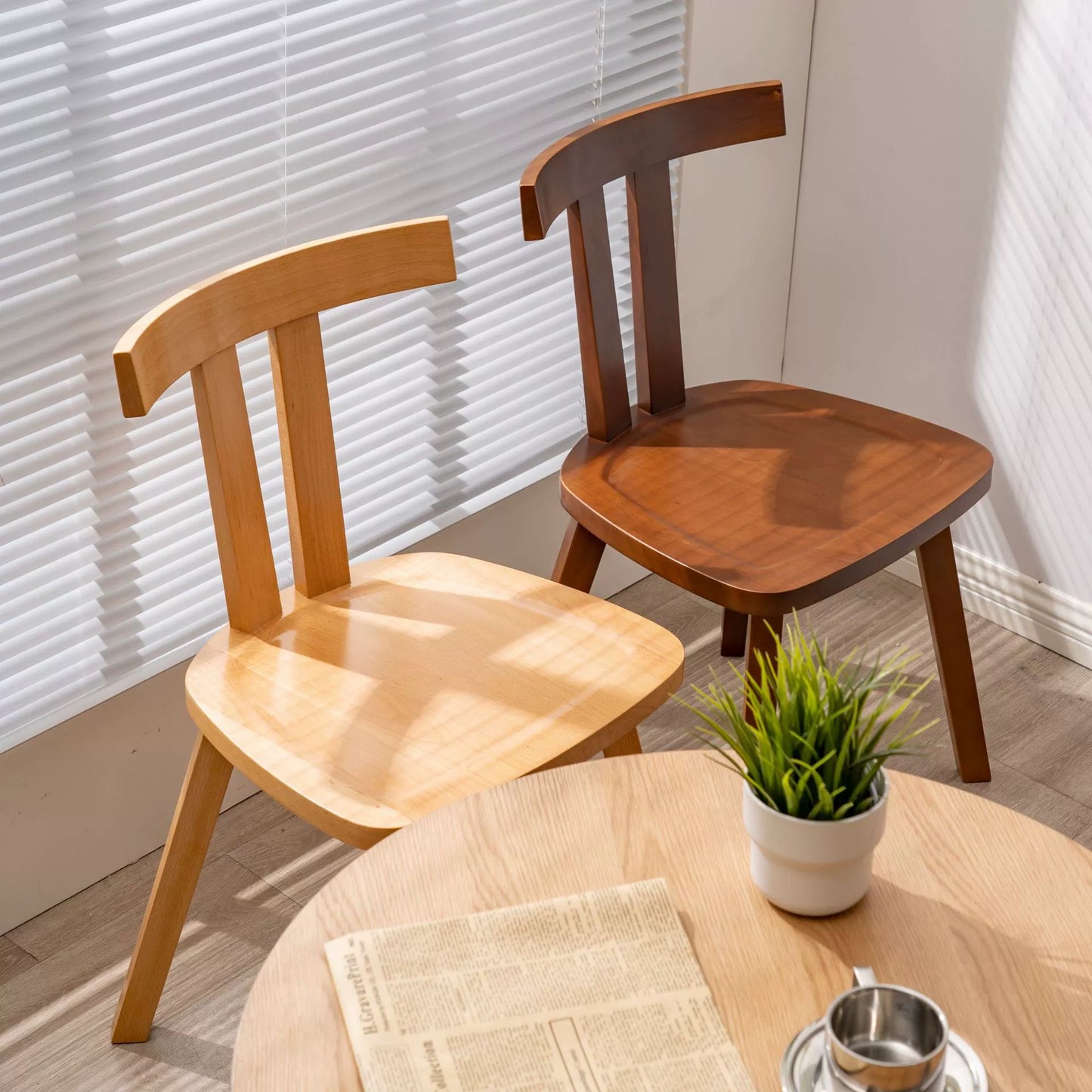 Einfacher Massivholzstuhl Designer Cafe Mittelalterliche Rückenlehne Freizeitstuhl ins Wabi Sabi Hocker 