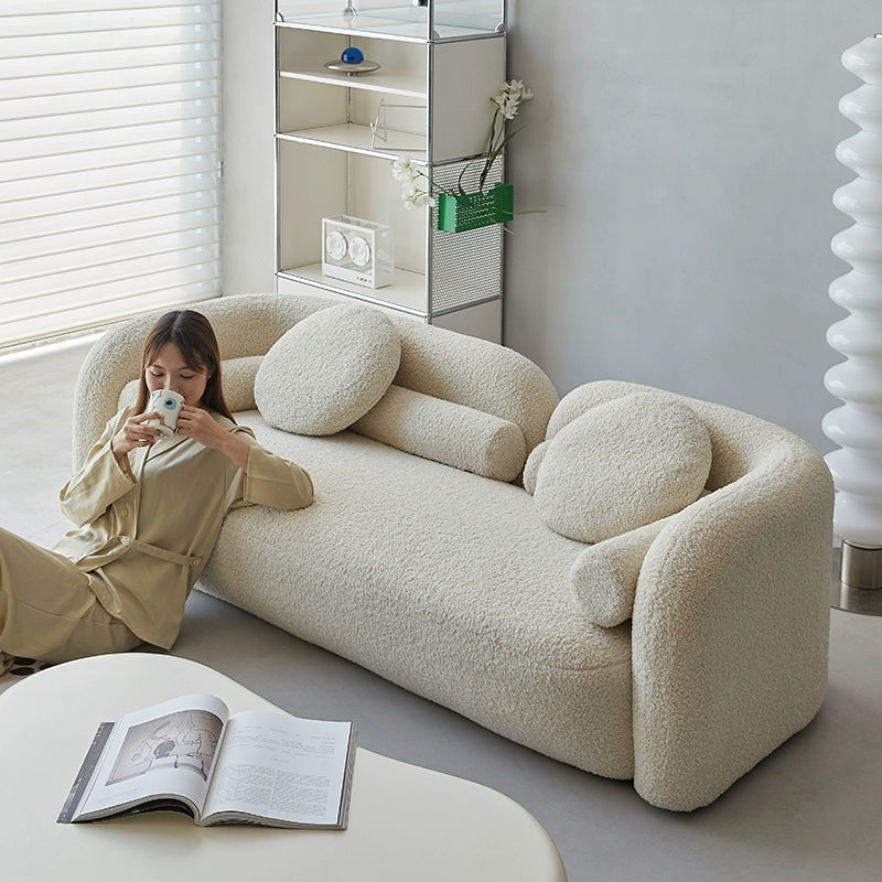 Lamm Fleece Sofa Wohnzimmer Creme Wind Stoff Sofa Kleine Einheit Einfache Ins PopularIns Wind Sofa 