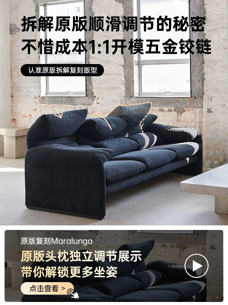 Home Maralunga Malalunga Fabric Sofa Medieval Living Room Three People High Backrest Straight Sofa