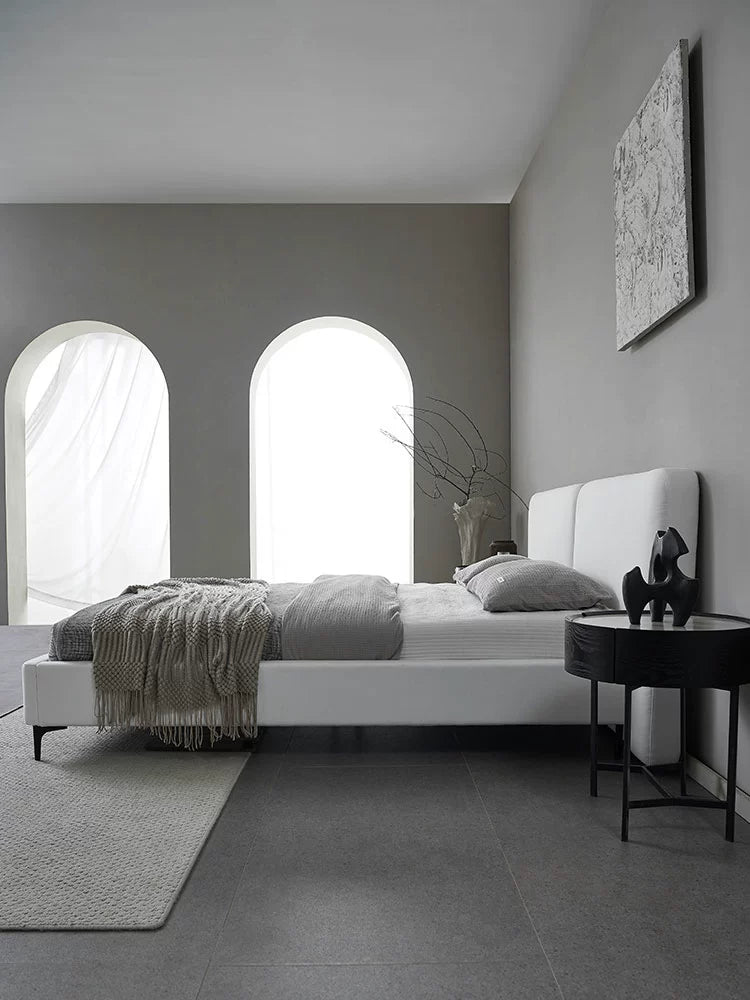Italian Minimalist Master Bedroom Bed Modern Minimalist Bedroom 1.8 Meters Double Soft Bag Fabric Leather Light Luxury Bed Wedding Bed