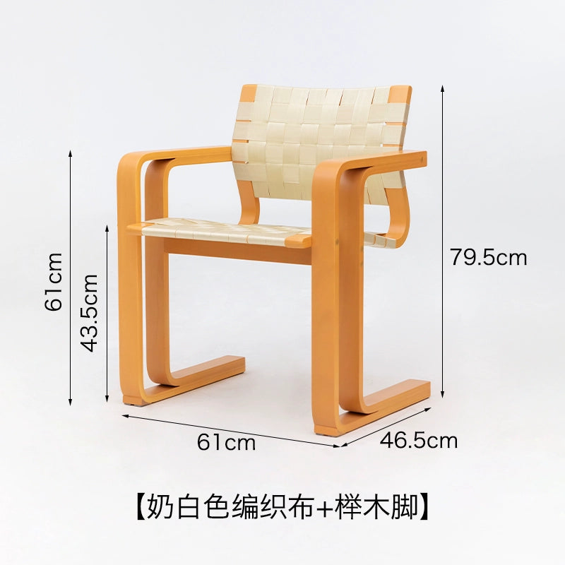 Designer Armlehne Esszimmerstuhl Massivholz Mittelalter Gewebter Wabi Wind Stuhl Retro Schreibtisch Rückenlehne Stuhl 