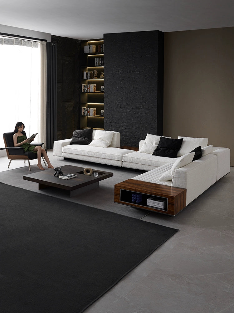 Italian Minimalist Designer Suspended Fabric Leather Villa Large Flat-floor Apartment ROGER Roger Sofa 2022