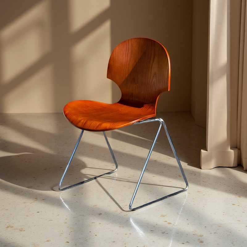 Mittelalterlicher Esszimmerstuhl, Designer-Ginkgo-Stuhl, Massivholz, nordischer Ins-Stil, minimalistischer Stuhl mit Rückenlehne, Kreativität 