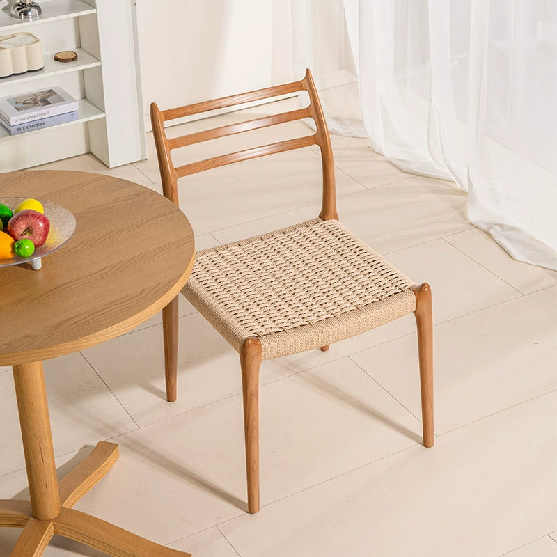 Esszimmerstuhl aus geflochtenem Seil aus massivem Holz, beliebt, mittelalterlich, Arbeitsstuhl, einfacher Designer-Hocker mit Rückenlehne für Zuhause 