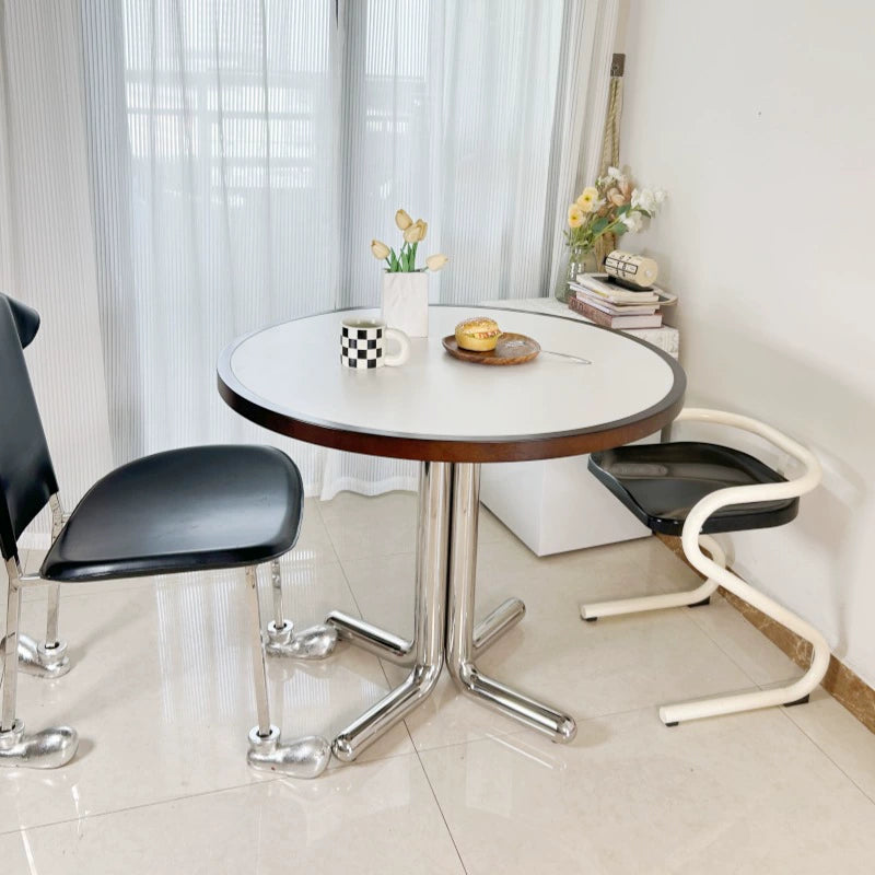 Mittelalterlicher Esstisch aus Massivholz, Ins PopularMinimalist Ins Style, runder Tisch, nordischer Esstisch aus Steinplatte, Kreativität 