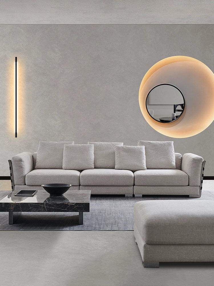 Flexform Woven Sofa Italian Designer Sofa Cotton and Linen Villa Large Flat Saddle Leather Minimalist Light Luxury