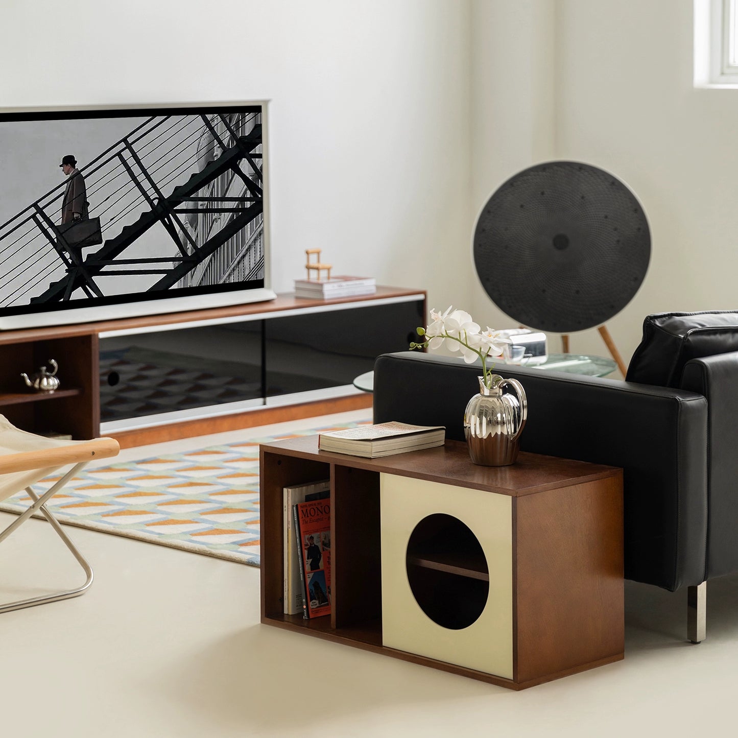 Mittelalterlicher Massivholz-Lagerschrank, Designer, kreativer Sofa-Seitenschrank, Marine-Board, leichter Luxus-Nachttisch 