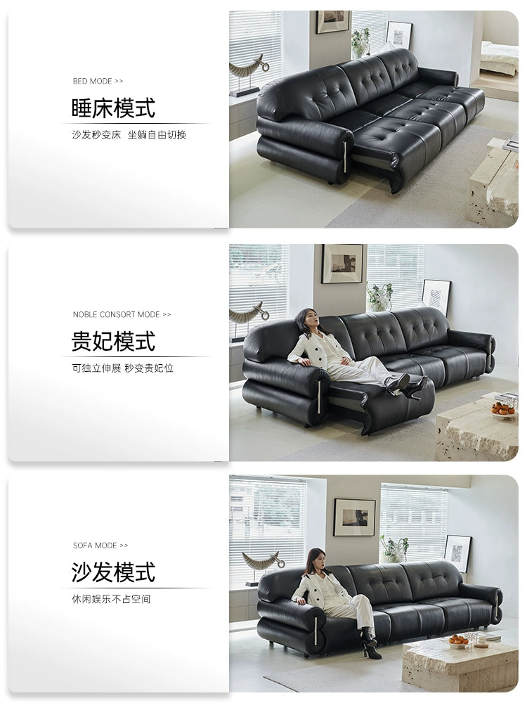 Brown Sugar Cloud Function Sofa Italian Minimalist Living Room Zero Against The Wall Straight Row Electric Retractable Black Leather Sofa