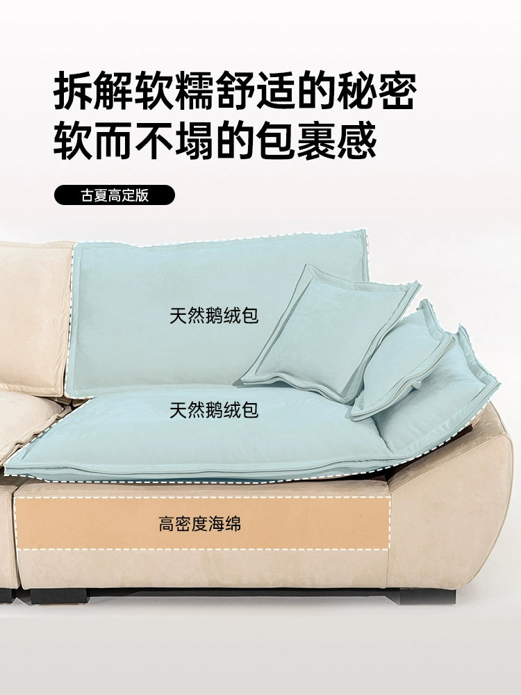 Sailing Sofa French Cream Size Apartment Living Room Straight Row Three People Cat Scratching Cloth Large Sitting Deep Fabric Sofa