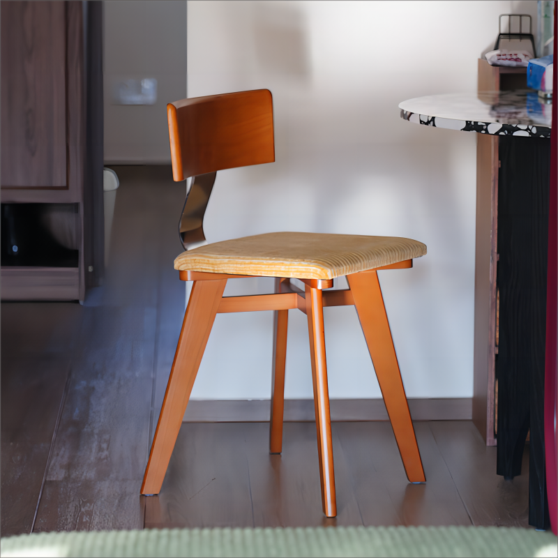 Mittelalterlicher Esszimmerstuhl Nordischer Stuhl mit Rückenlehne aus Massivholz Wabi-Sabi Designer Premium Französischer Freizeitstuhl 