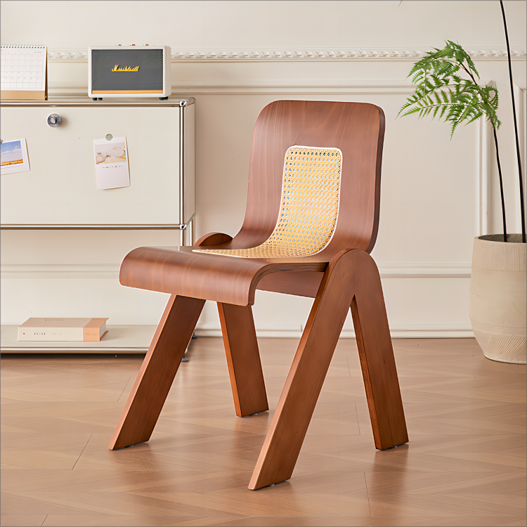 Mittelalterlicher Rattan-C-Stuhl, Designer-Esstisch und Stühle für Zuhause, Schlafzimmer, kreativer, lässiger Ankleidestuhl 