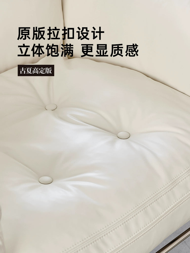 Designer Sofa Steel Armchair Medieval Single Sofa Living Room Balcony Light Luxury Leather Leisure Chair