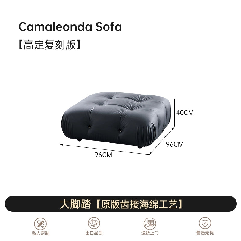 Italian Medieval Furniture Chameleon Sofa Mario Living Room Leather Bread Square Module Sofa Combination