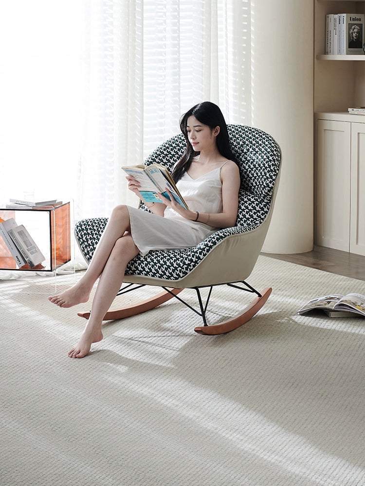 Cream Wabi Wind Ins Popular Rocking Chair Adult Leisure Recliner Living Room Balcony Small Apartment Rocking Chair Single Sofa Chair