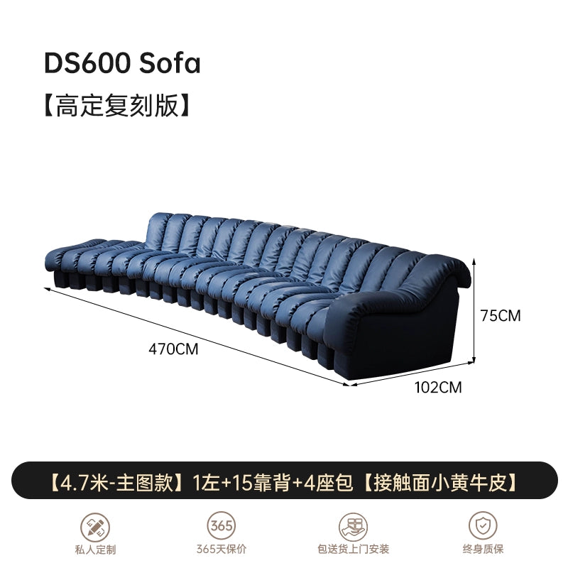 Italian Light Luxury Leather Snake Sofa DS600 Curved Sofa Villa Large Flat Layer Designer Module Combination