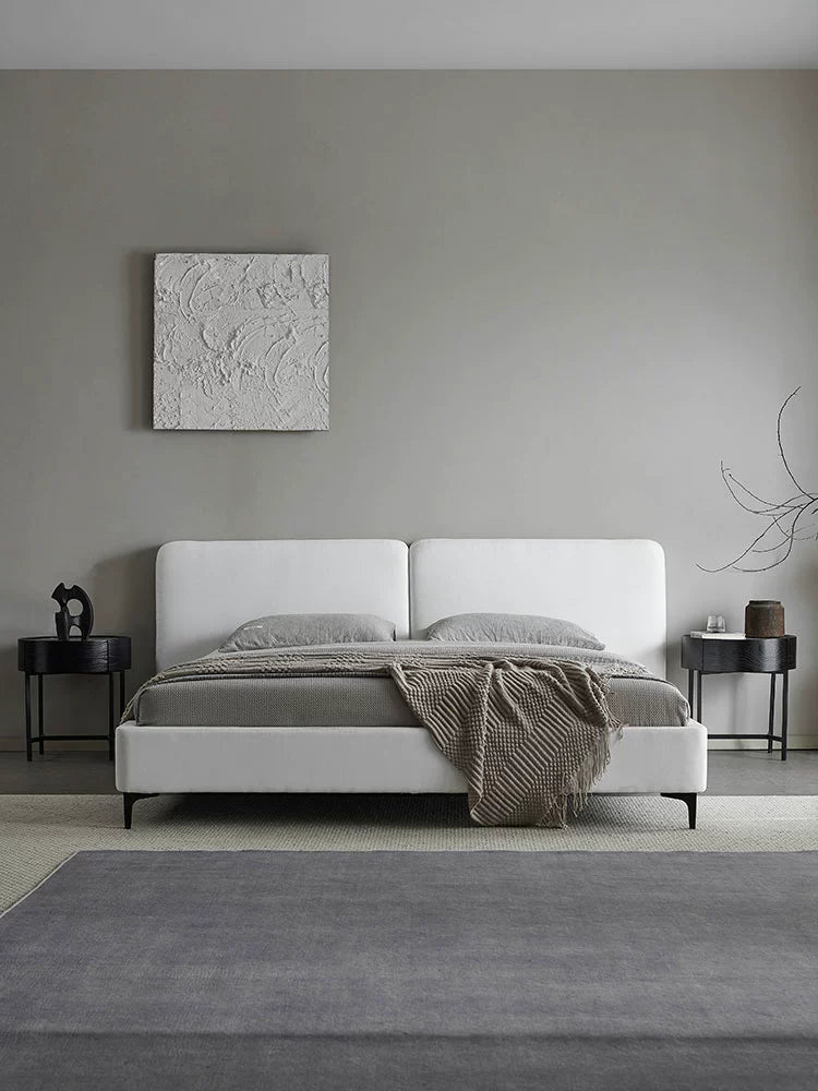 Italian Minimalist Master Bedroom Bed Modern Minimalist Bedroom 1.8 Meters Double Soft Bag Fabric Leather Light Luxury Bed Wedding Bed