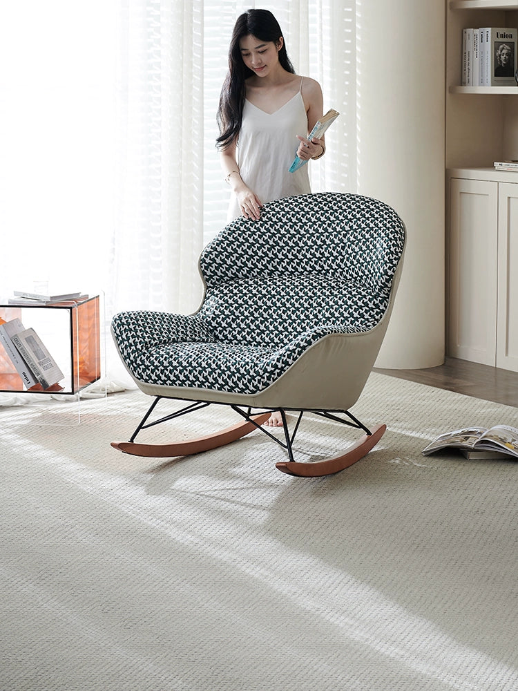 Cream Wabi Wind Ins Popular Rocking Chair Adult Leisure Recliner Living Room Balcony Small Apartment Rocking Chair Single Sofa Chair