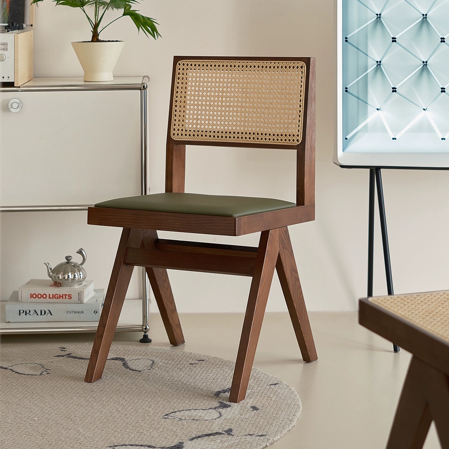 Chandigarh Stuhl Massivholz Rattan Esszimmerstuhl Mittelalter Designerstuhl Wabi Sabi Wind Retro Stuhl B &amp; B 