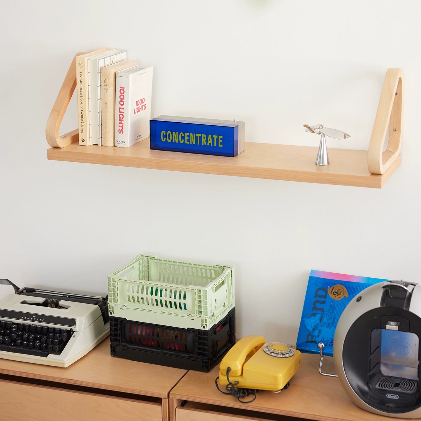Wall Shelf Medieval Ins Simple Wall Hanging One-word Board Bookshelf Log Wind Display Rack