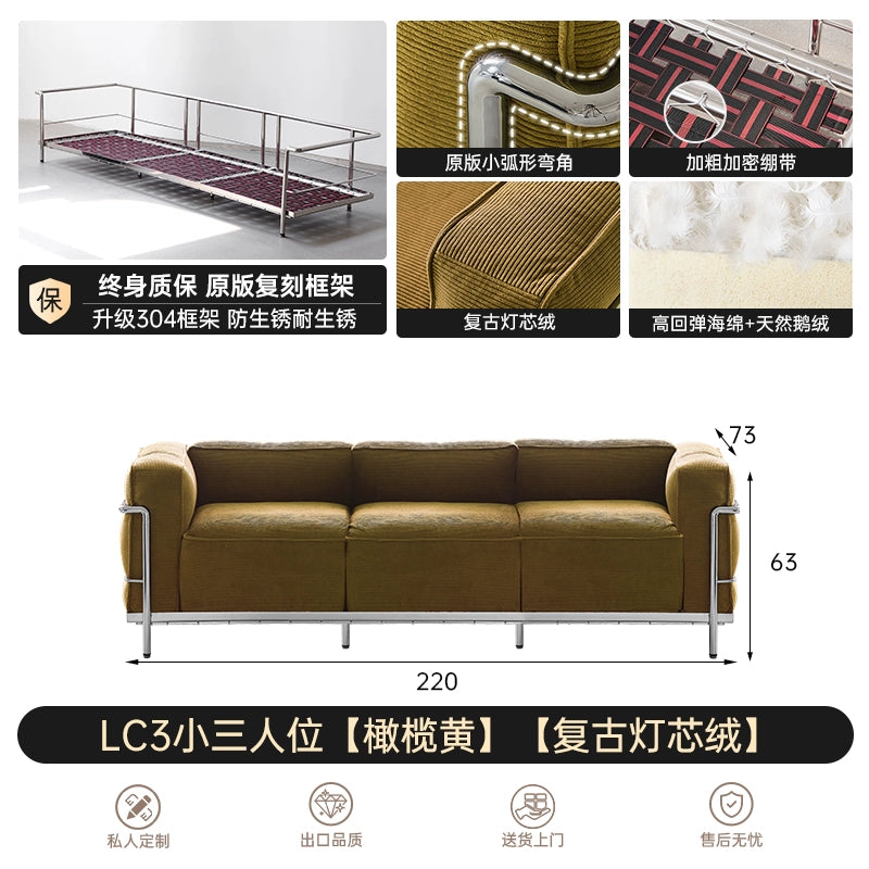 LC3 Fabric Sofa Medieval Corbusier Bauhaus Designer Single Chair Retro Living Room Home Single Sofa