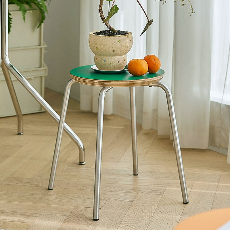 Mittelalterlicher Hocker Massivholz Esszimmerstuhl Haushaltsverdickte kleine Bank einfacher runder Hocker stapelbar Bauhaus-Stil 