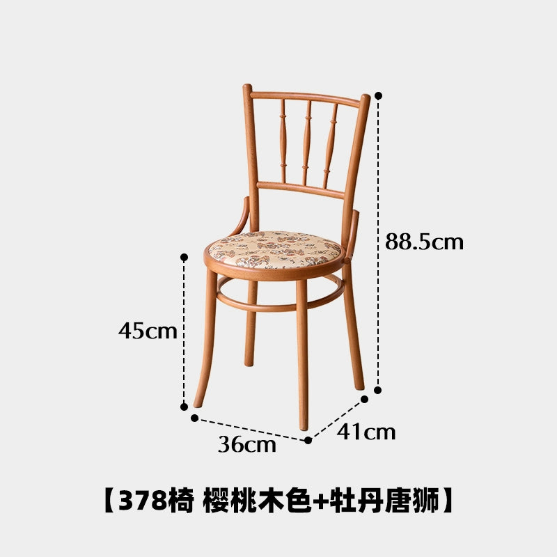 Mittelalterlicher Esszimmerstuhl aus Massivholz, bestickter Stuhl mit weicher Tasche, französischer Retro-Esszimmerstuhl für Cafés, Stuhl mit nordischer Rückenlehne 