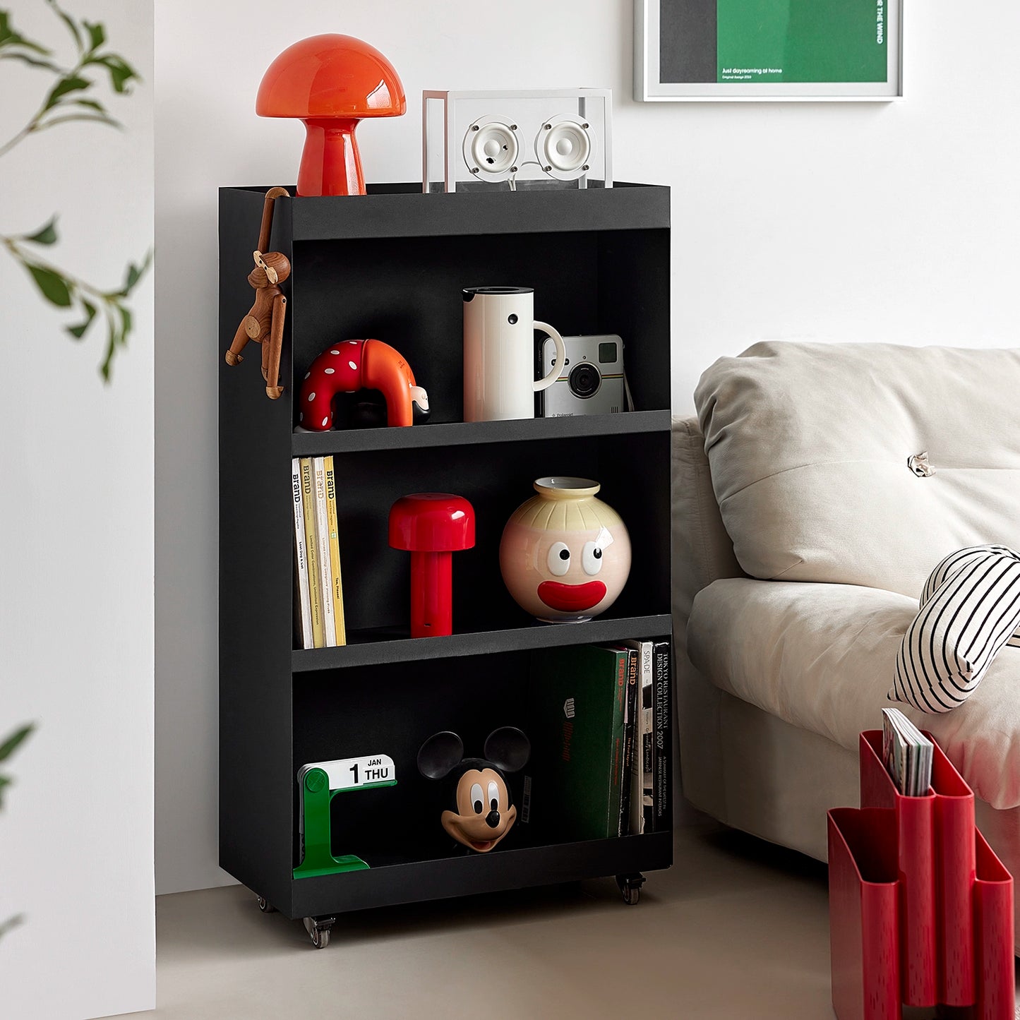 Metallbodenregal Mobiles industrielles Windwand-Bücherregal High-End-Home-Magazin-Lagerschrank 