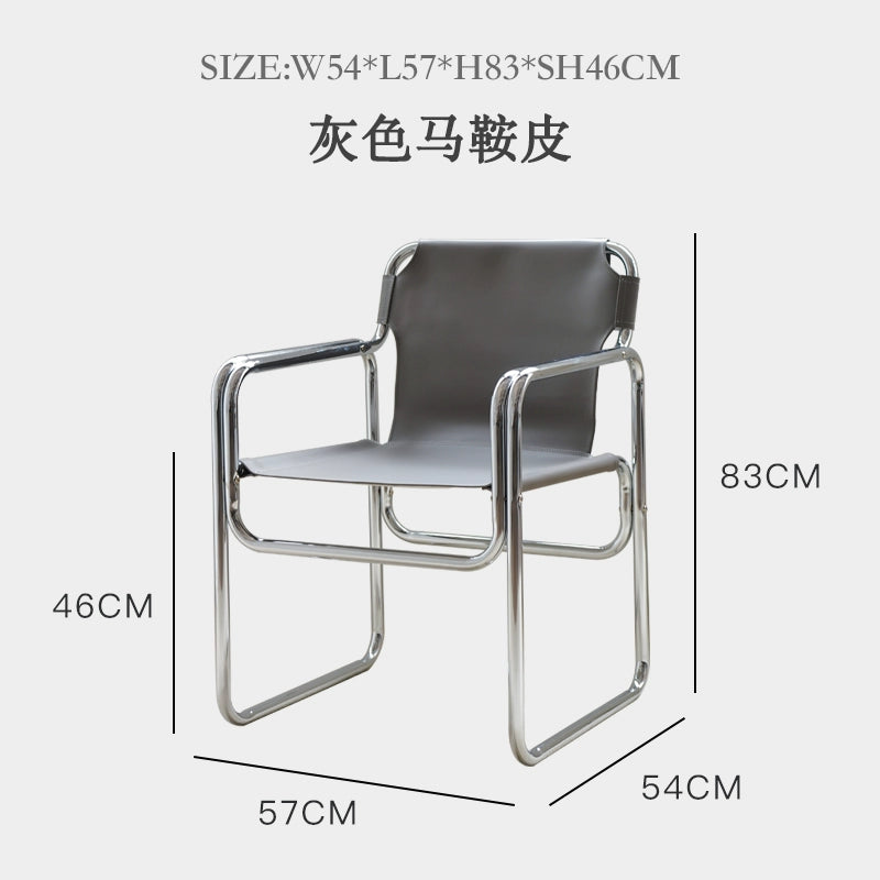 Esszimmerstuhl aus Sattelleder im nordischen Industriestil, leichter Luxus, High Sense, Home Master Chair, mittelalterliche Eisenkunst 