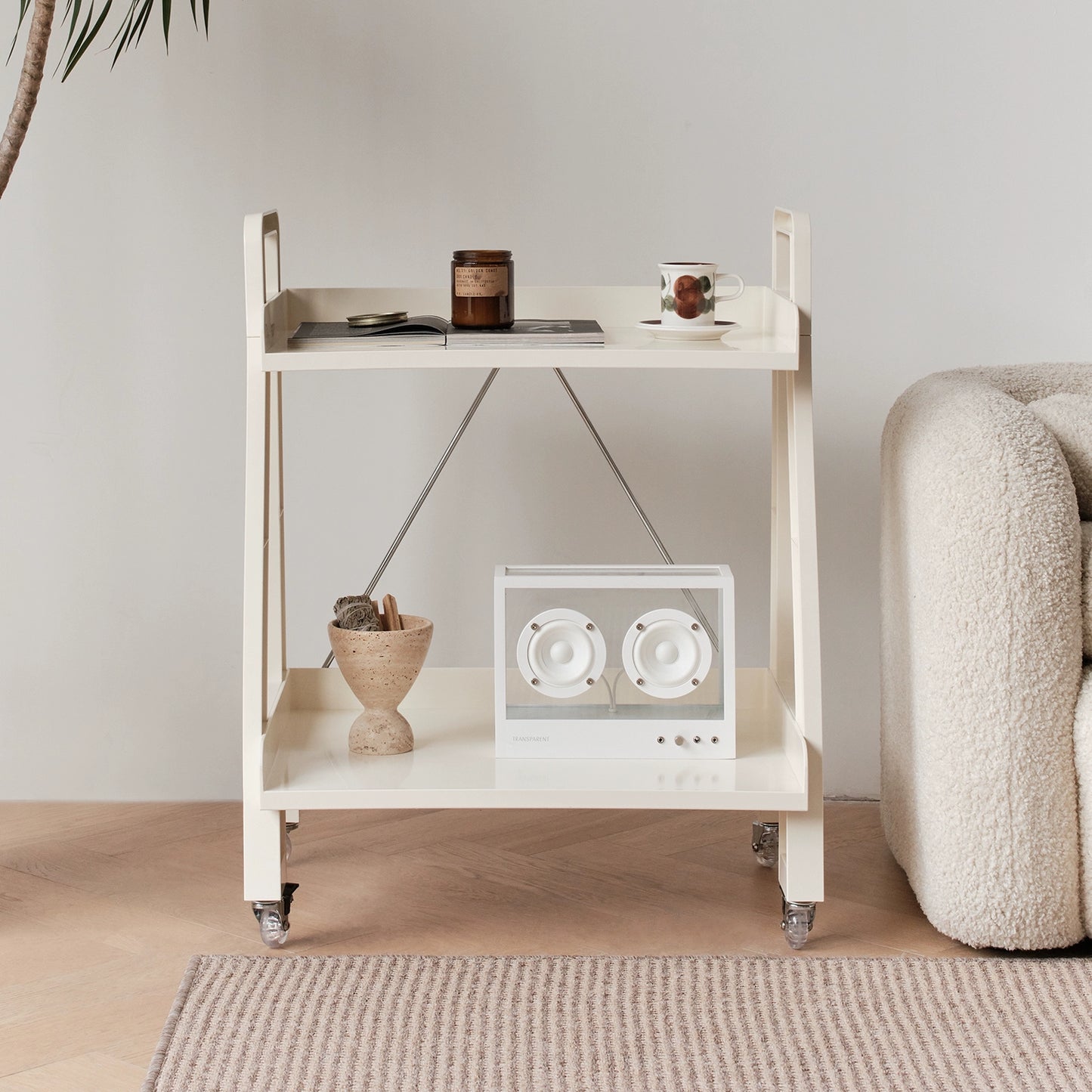 Mehrschichtiger Aufbewahrungsrand, Eckablage, herausnehmbarer Aufbewahrungskorb, nordischer Stil, Ins Popularins, transparenter Trolley 