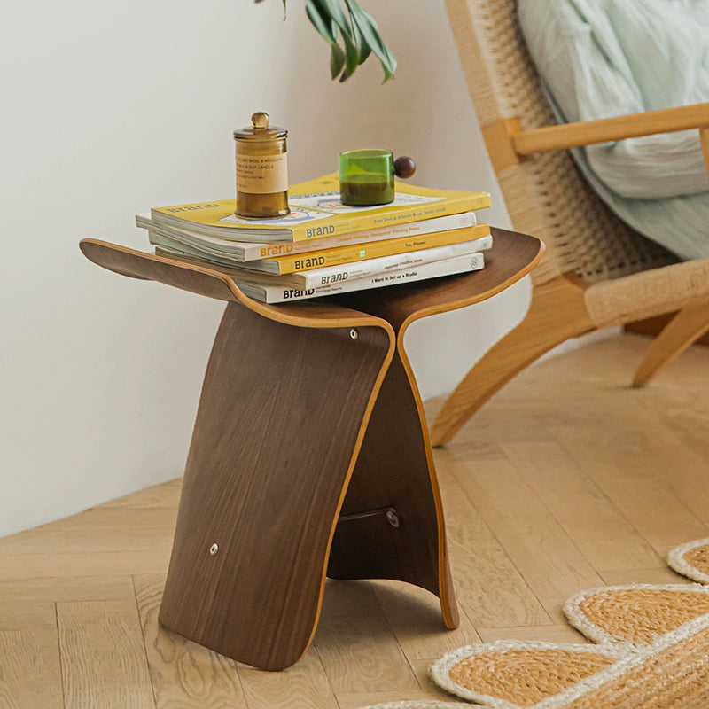 Schmetterling Couchtisch Hocker Designer Sofa Seite paar Ins Wind Massivholz niedriger Hocker kreative gebogene Platte kleiner Hocker 