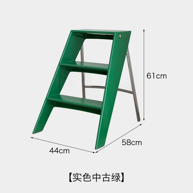 Transparente tragbare Klappleiter für den Haushalt, nordische Ins, dreistufige Leiter, Fischgrätenleiter, multifunktionales Regal 