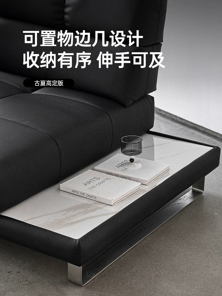 Roman Sofa Italian Minimalist Villa Large Flat Floor Living Room Adjustable Backrest Straight Row Corner Combination Leather Sofa