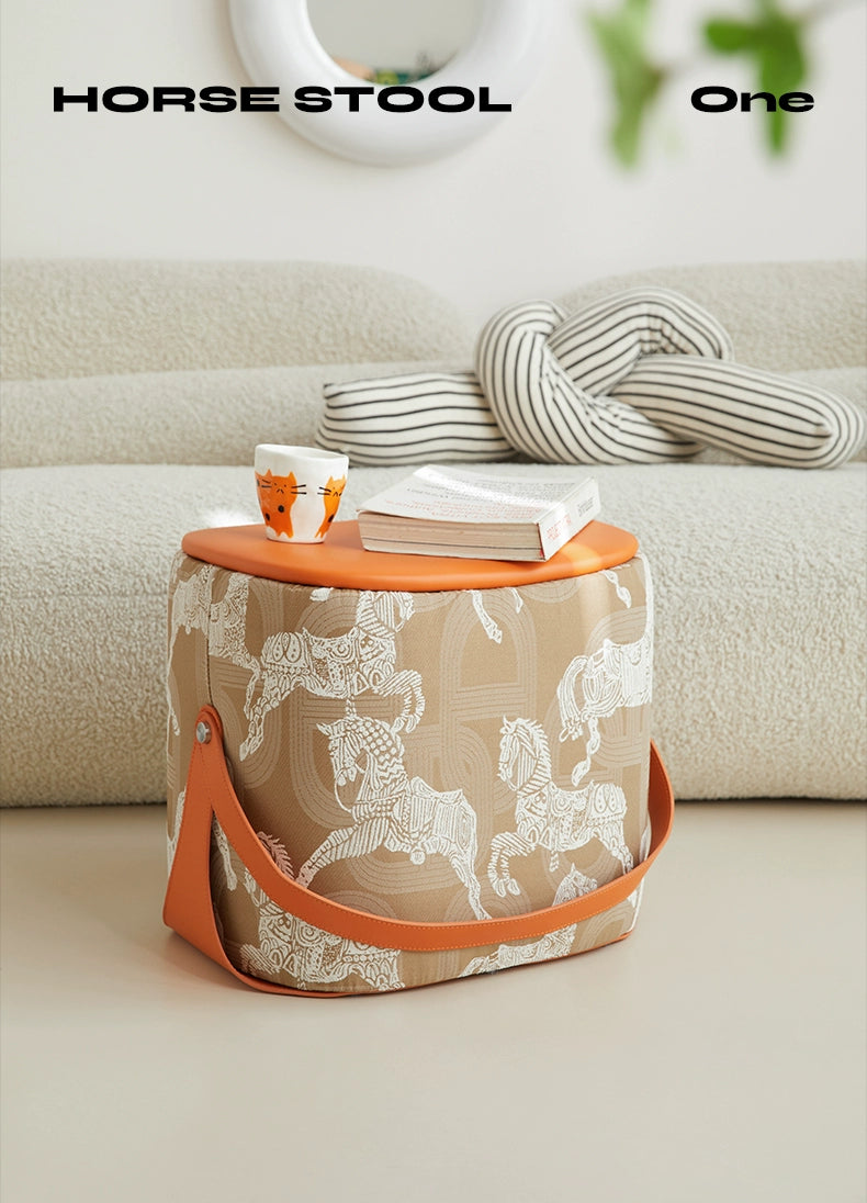 Königlicher Hufeisen-Wickelhocker, kleiner Hocker für das Wohnzimmer, hoher Sinn, leichter Luxus, Handtragesitz, niedriger Hocker 