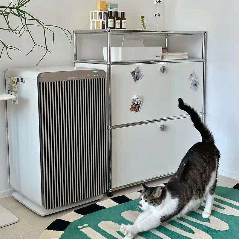 Medieval Light Luxury Dining Side Cabinet Usmah Metallmodulschrank Edelstahl-Eimerschrank Haushalt Wohnzimmer Bücherregal TV-Schrank 