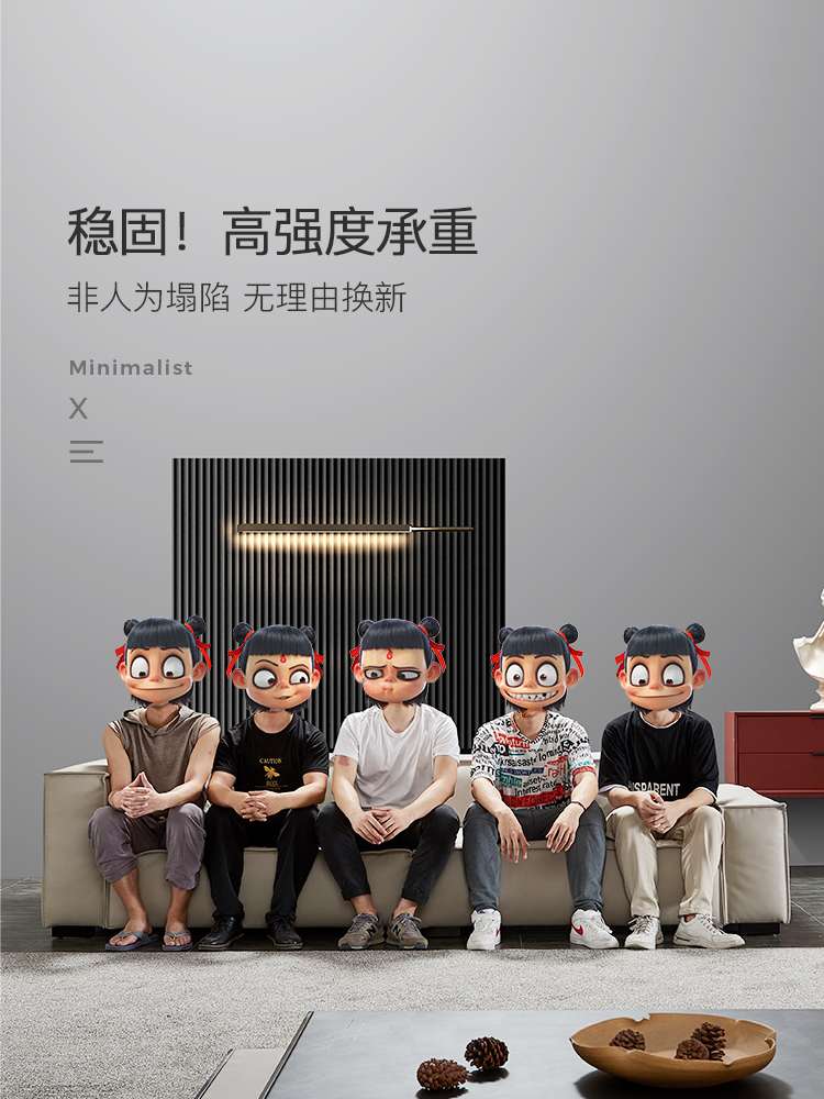 Home Furniture Italian Leather Sofa First Layer Cowhide Tofu Blocks Nordic Minimalist Living Room Small Apartment Down