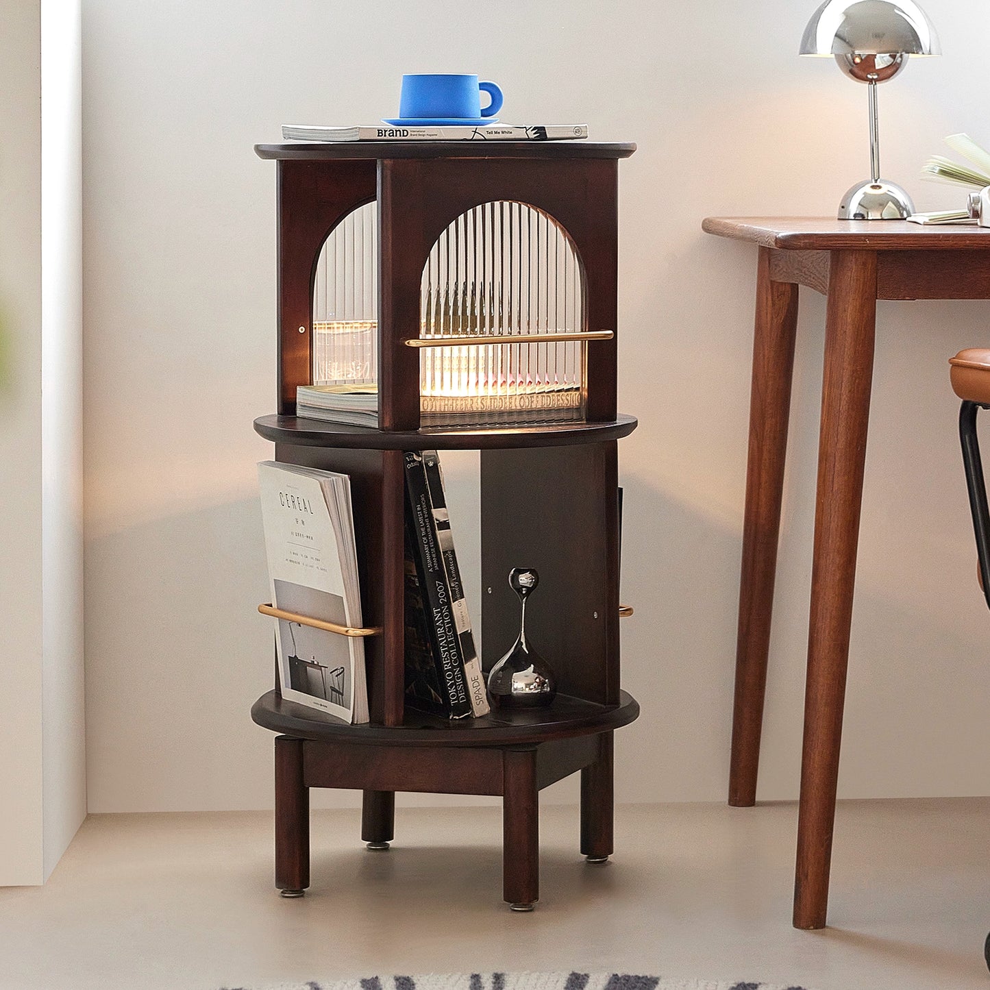 Drehbare Kante Paar Amerikanischen Retro Sofa Seite Schrank Licht Luxus High-end Nacht Rack Ecke Paar 