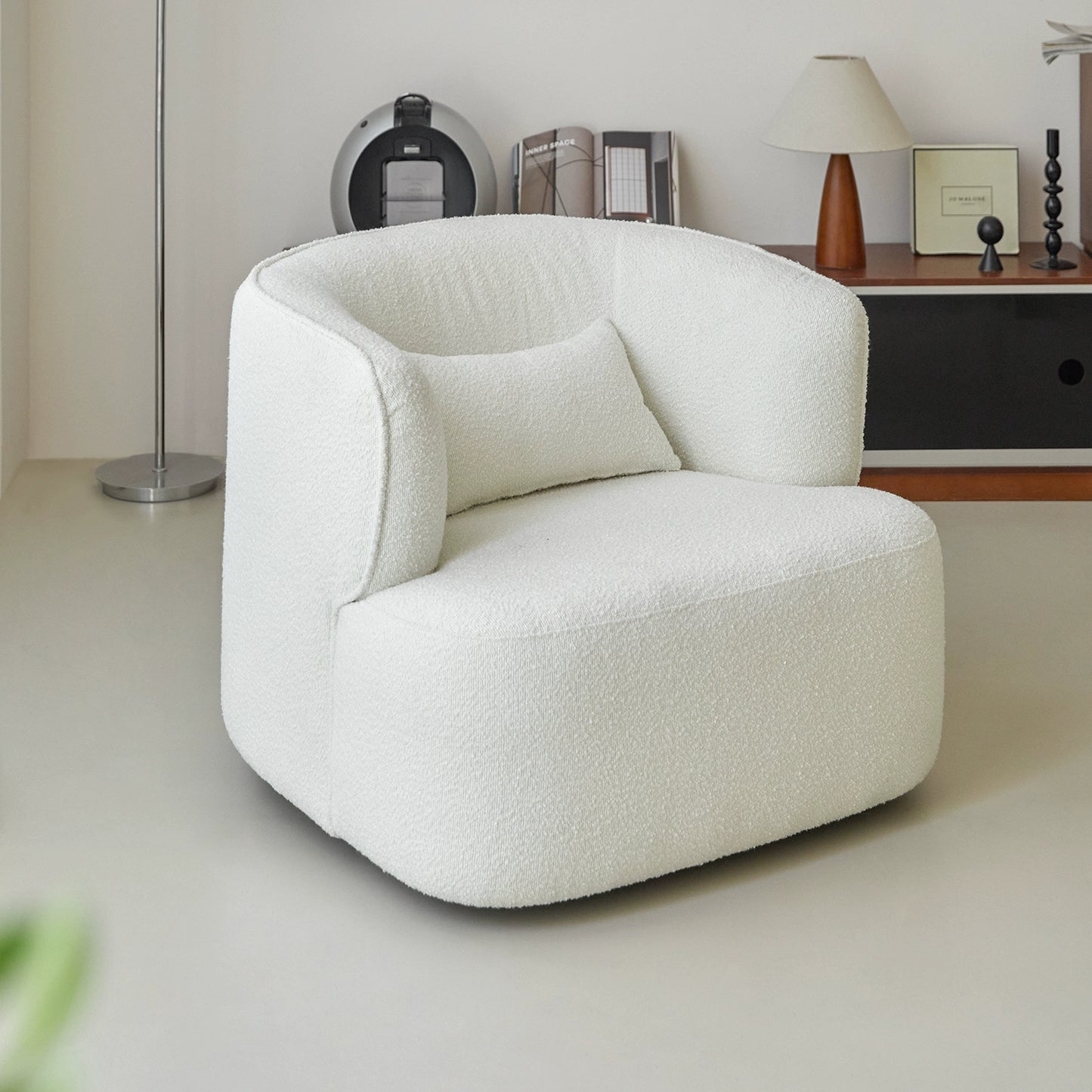 Lässiger Einzelsofastuhl, cremefarben, Wind, faules Sofa, Wohnzimmer, mittelalterliches Ins, minimalistisches Design, Einzelstuhl 