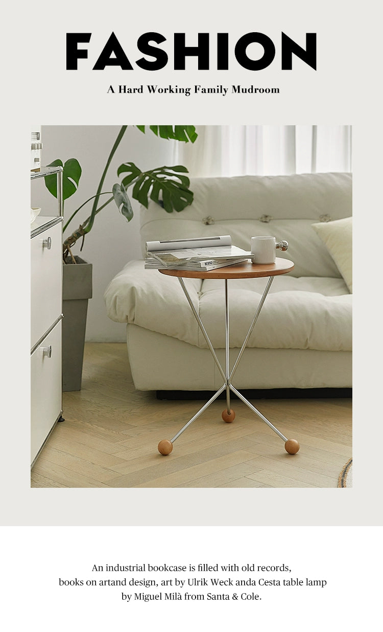 Kreativer Couchtisch aus Massivholz, kleiner Balkontisch für Wohnungen, kleiner runder Tisch, leichter Luxus, minimalistischer Designer-Beistelltisch im Ins-Stil 