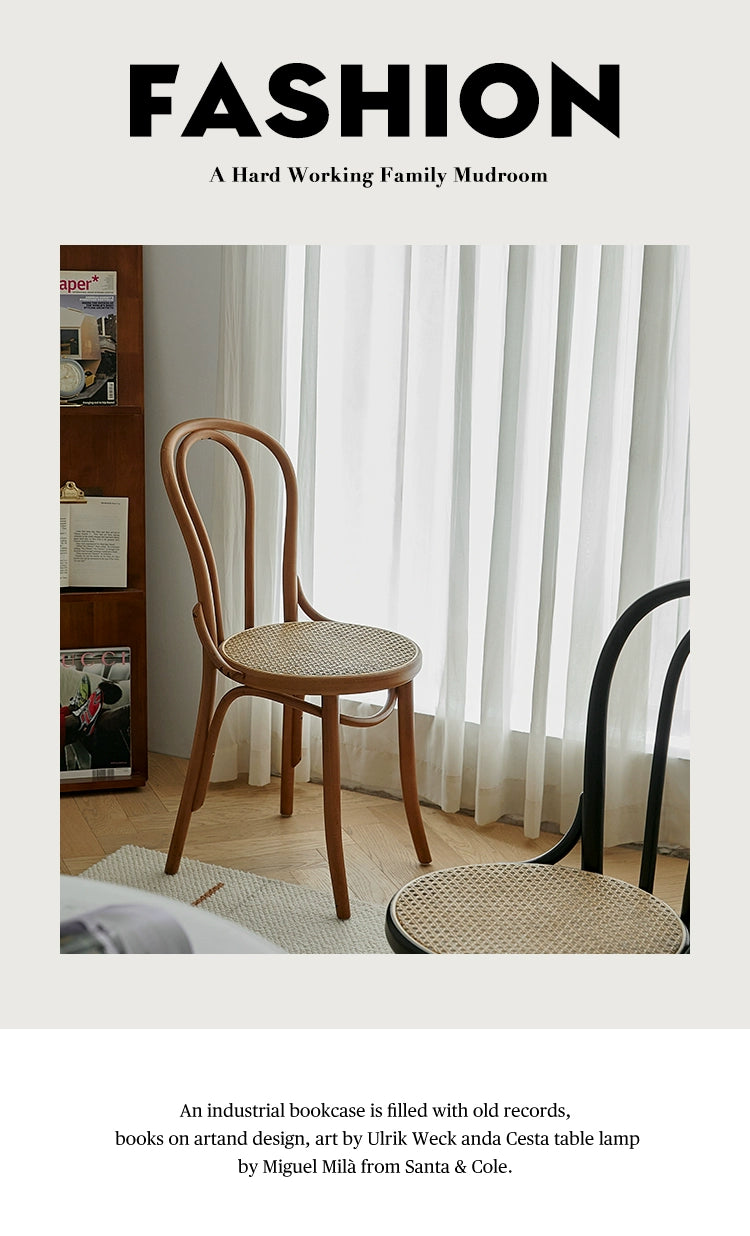 Sonnet Stuhl Nr. 18 Nordic Massivholz Rattan Esszimmerstuhl Home Retro Homestay Cafe Rückenlehne Stuhl 